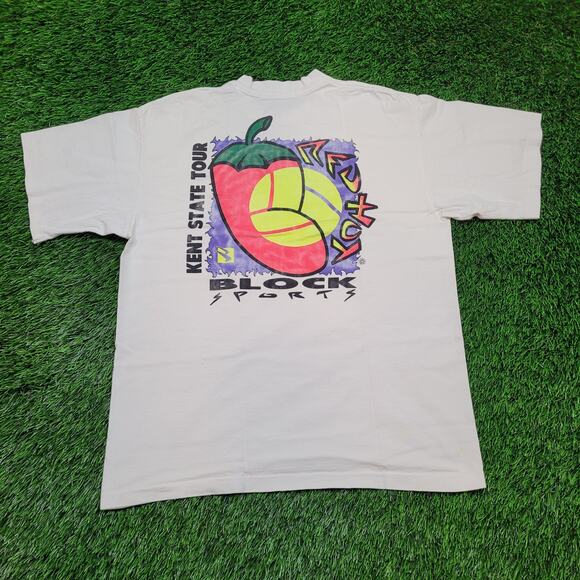 VTG 1992 Kent State Tour Neon T-Shirt Single Stitch 90s Boxy Fit Large USA - Picture 1 of 6